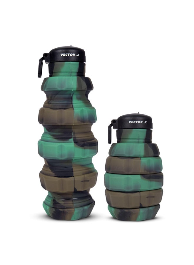 Vector X Flexible Portable Water Bottle with Flip Top Lid - Green - Image 1